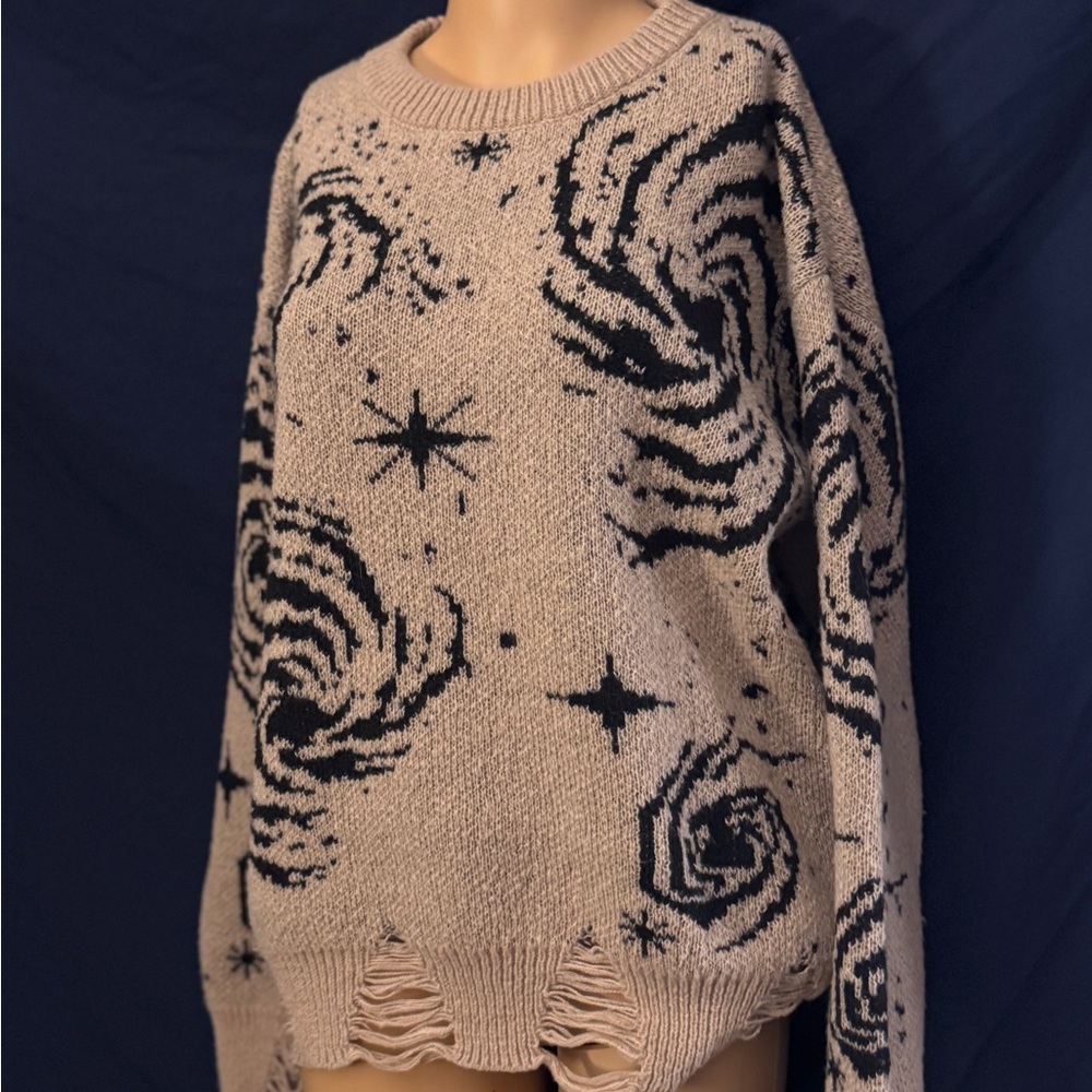 Galaxy Pattern Beige Sweater